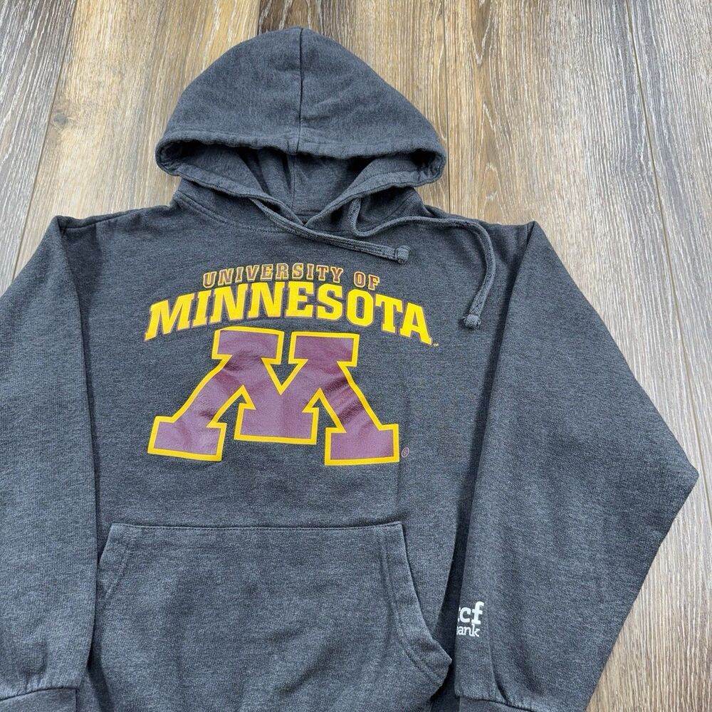 Vintage Minnesota Gophers Hoodie Mens M Gray Sweatshirt University Team Sweater